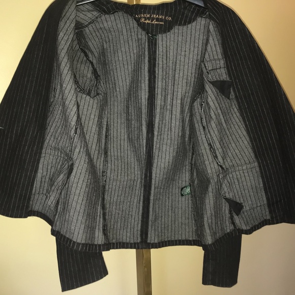 Ralph Lauren Jeans Co Black Denim Pinstrip Jacket Blazer Large NEW NWOT - Picture 6 of 11